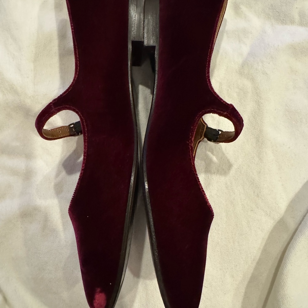 Margaux Burgundy Velvet Flats - Picture 2 of 6